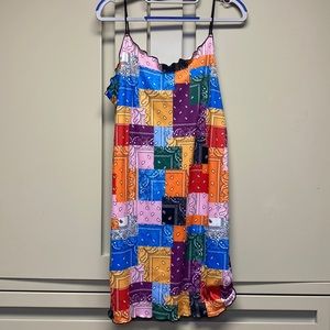 SHEIN Faux Patchwork Bandanna Slip Dress, XL.